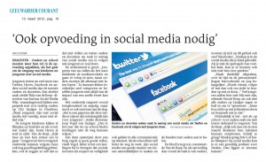 Artikel Leeuwarder Courant over Liudger Opvoeddebat (@-) social media